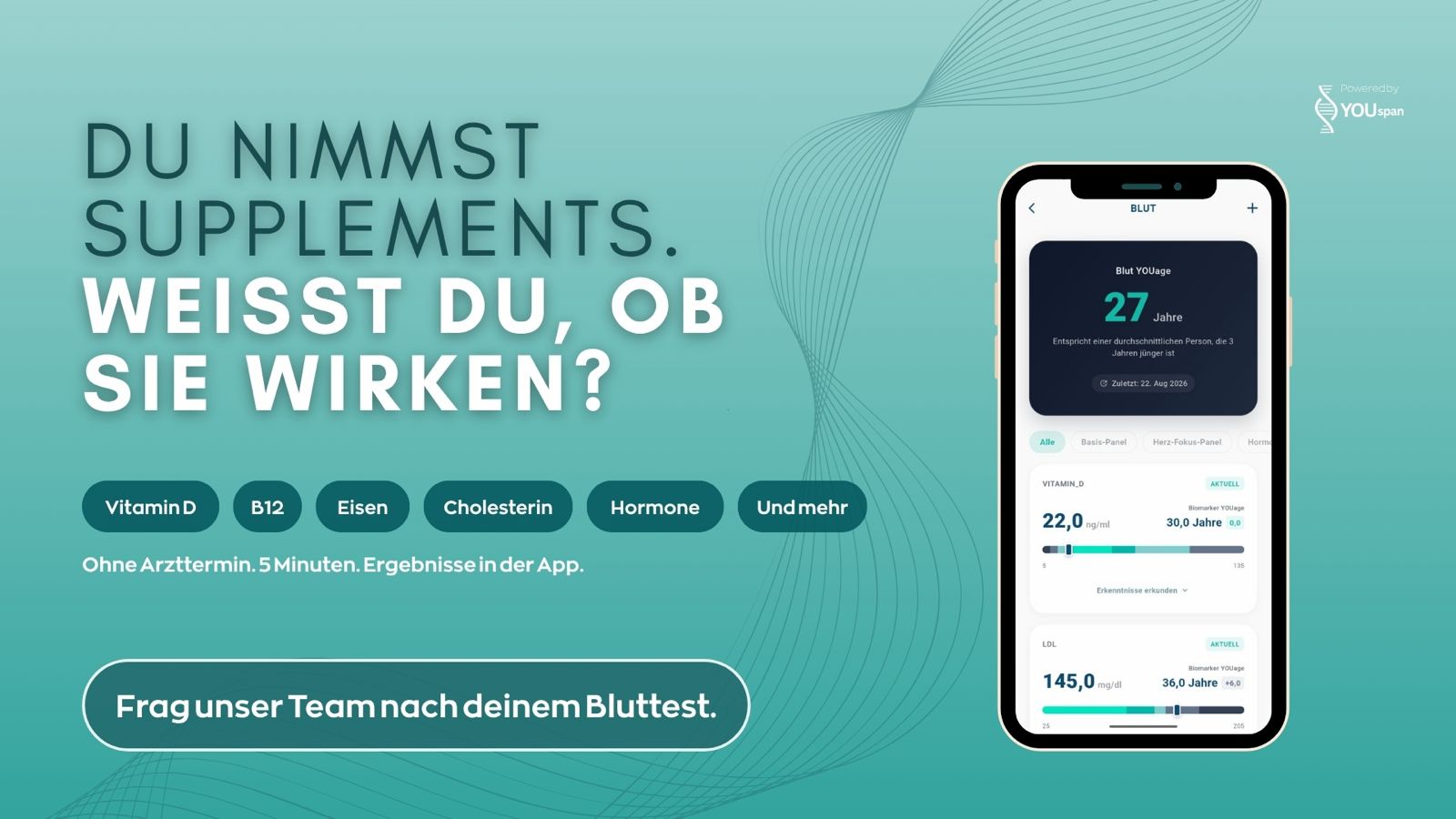 YOUspan Werbematerial: Wirken deine Supplements?