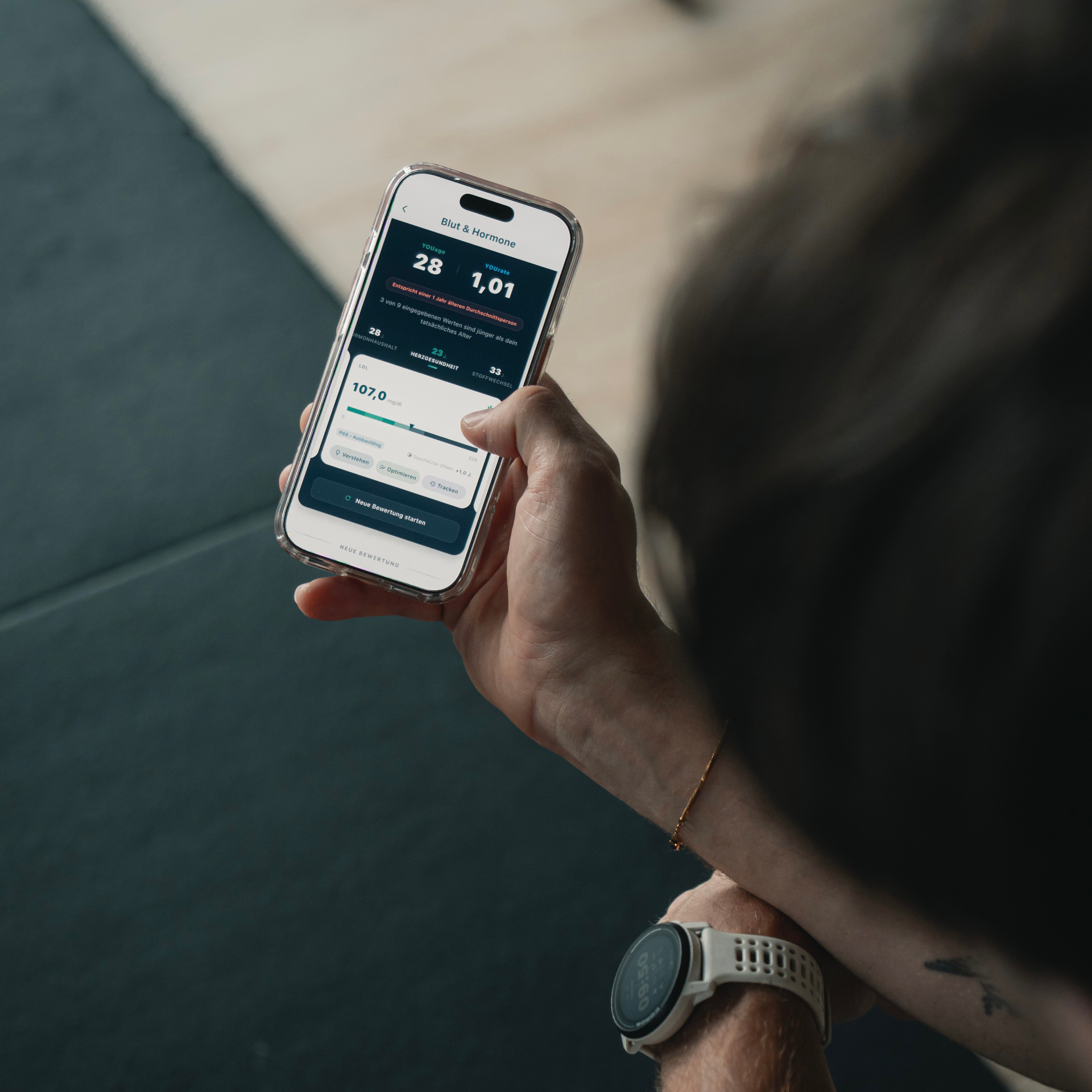 YOUspan App mit Bluttest-Auswertung