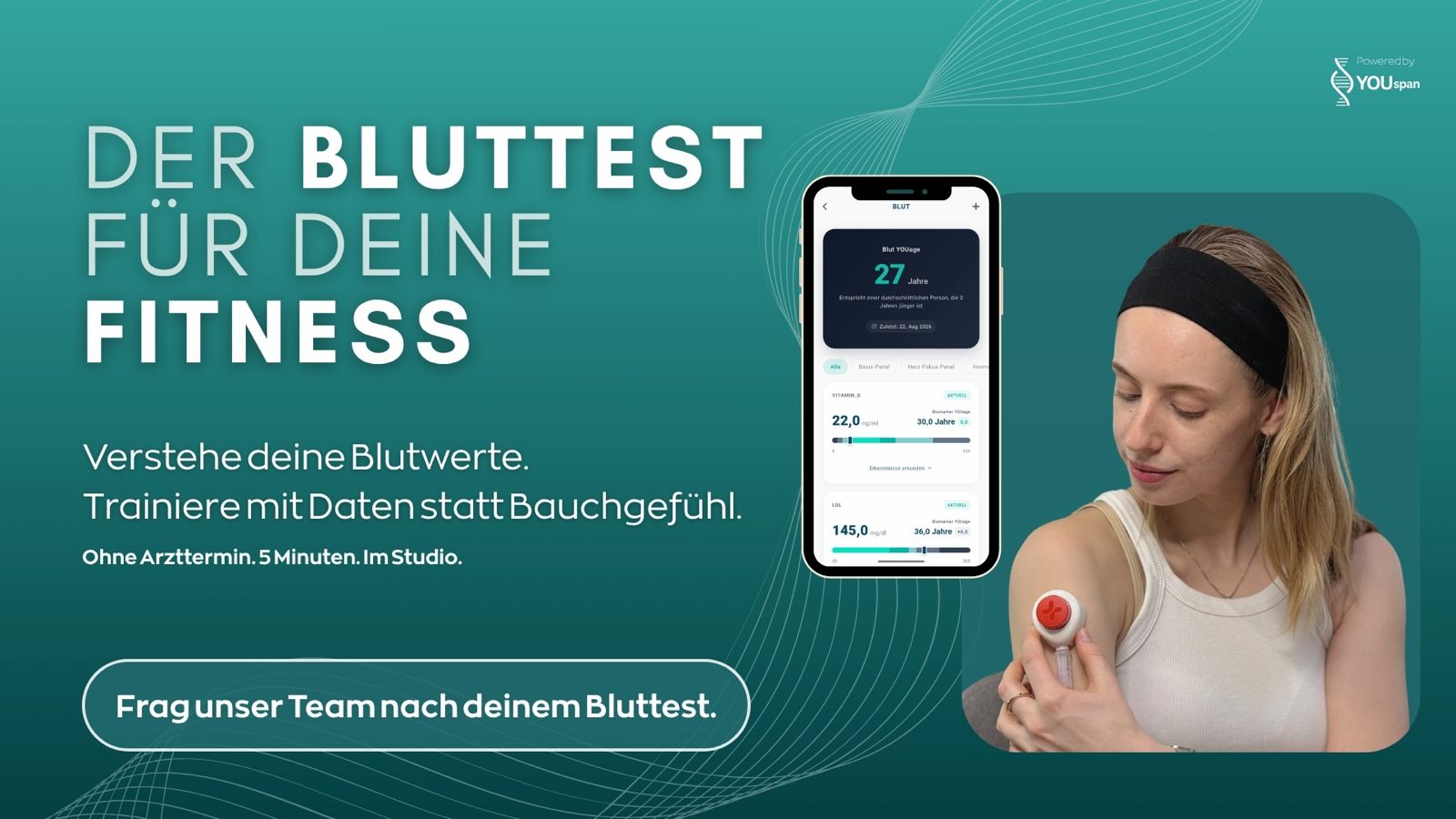 YOUspan Werbematerial: Der Bluttest für deine Fitness